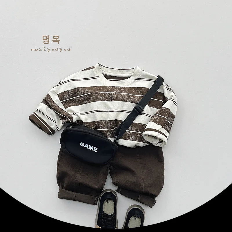 2025 Spring New Children Loose Trousers Toddler Pocket Casual Pants Infant Boys Girls Solid Versatile Harem Pants Kids Clothes Unisex