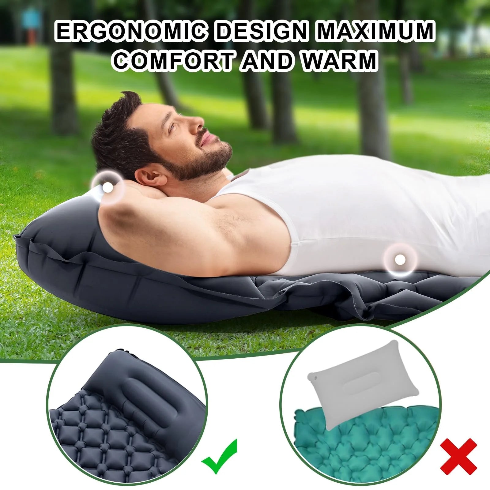 New Single Inflatable Mattress - Connectable, Lightweight & Portable for Camping, Travel, Home Use - Fast Shipping!