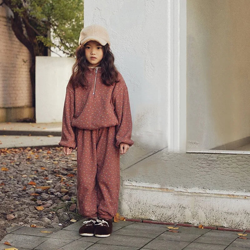 Toddler Kids Clothing 2PCS Set Girls Boys Hoodie Suits Vintage Waffle Casual Style Children's Clothes Outfit 1-5Y Unisex