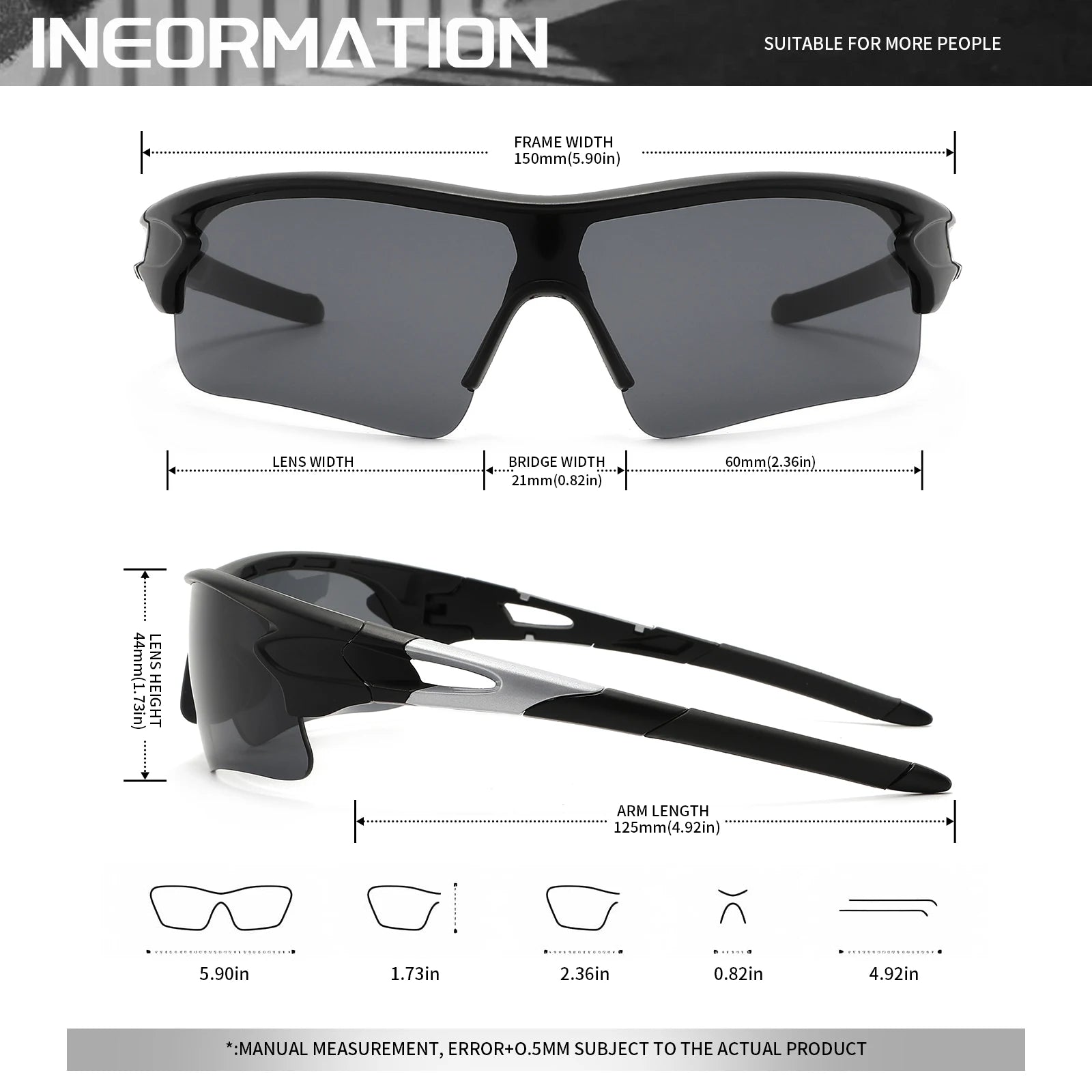 UV400 Sports Sunglasses – Lightweight Wrap-Around Protective Eyewear for Cycling, Hiking & Outdoor Activities