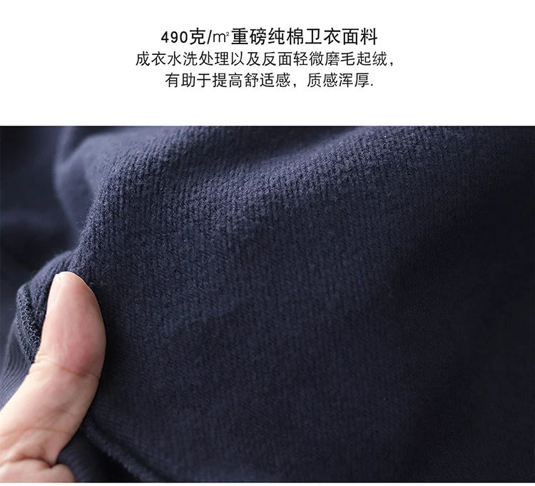 Autumn New American Retro Heavyweight 500g Letter Printed Sweatshirts Men's Fashion 100% Cotton Washed Pullover Casual Sportwear