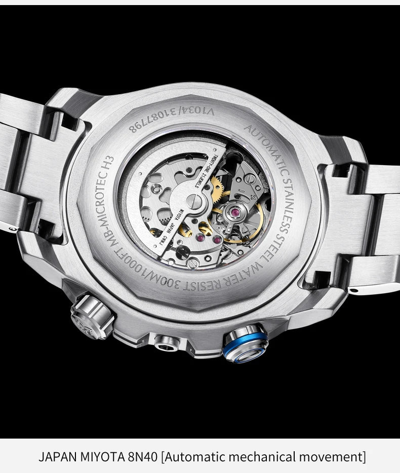 Yelang Men Dress Watch 44mm Vintage Dial Retro Business Luxury Sapphire Japan 8N40 Automatic Mechanical Waterproof 30Bar Reloj