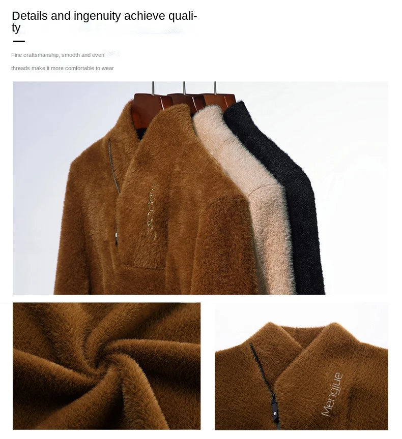 Men's Top Grade Mink Fashion Brand, Designer Pullover Knitted Turtleneck Sweater, and Autumn Casual Male Clothing