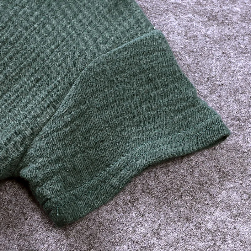 2025 Summer 100% Cotton Baby Boy Girl 2PCS Set Solid Short Sleeve Shirt Casual Toddler Suit 1-7T Unisex