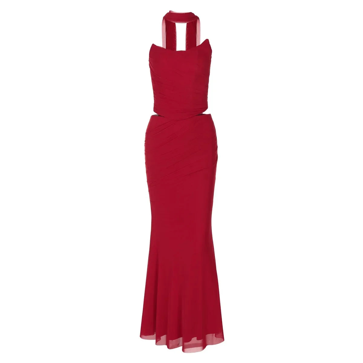 Elegant Women 2 Piece Dress Set 2024 Strapless Bodycon Crop Top and Maxi Skirt Set Formal Wedding Guest Party Dress