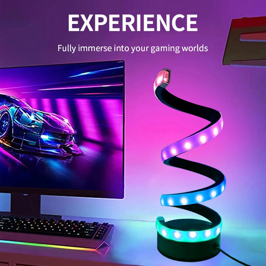 Creative LED Desk Lamp Modern Spiral Table Lamp RGB Dimming Ambient Light Portable Bar Cafe Bedroom Living Room Decorate Lamp
