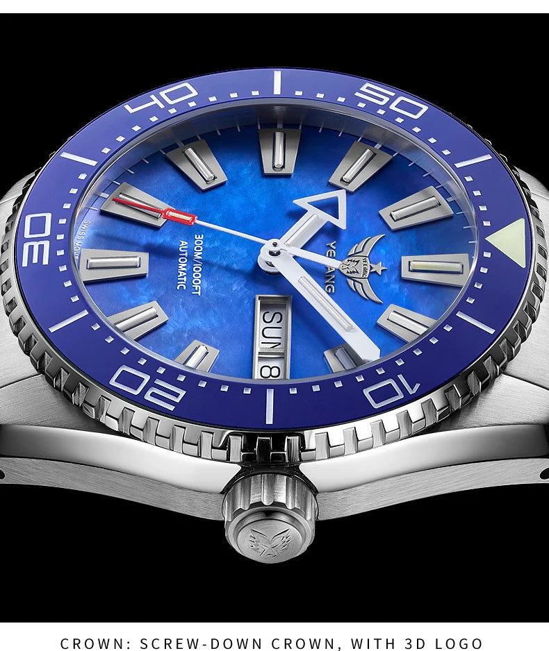Yelang V5.2 Mechanical Watch 44M Rotatable Ceramic Bezel Sapphire Lens SW220 300m Super Waterproof Men's Diving Watch Reloj