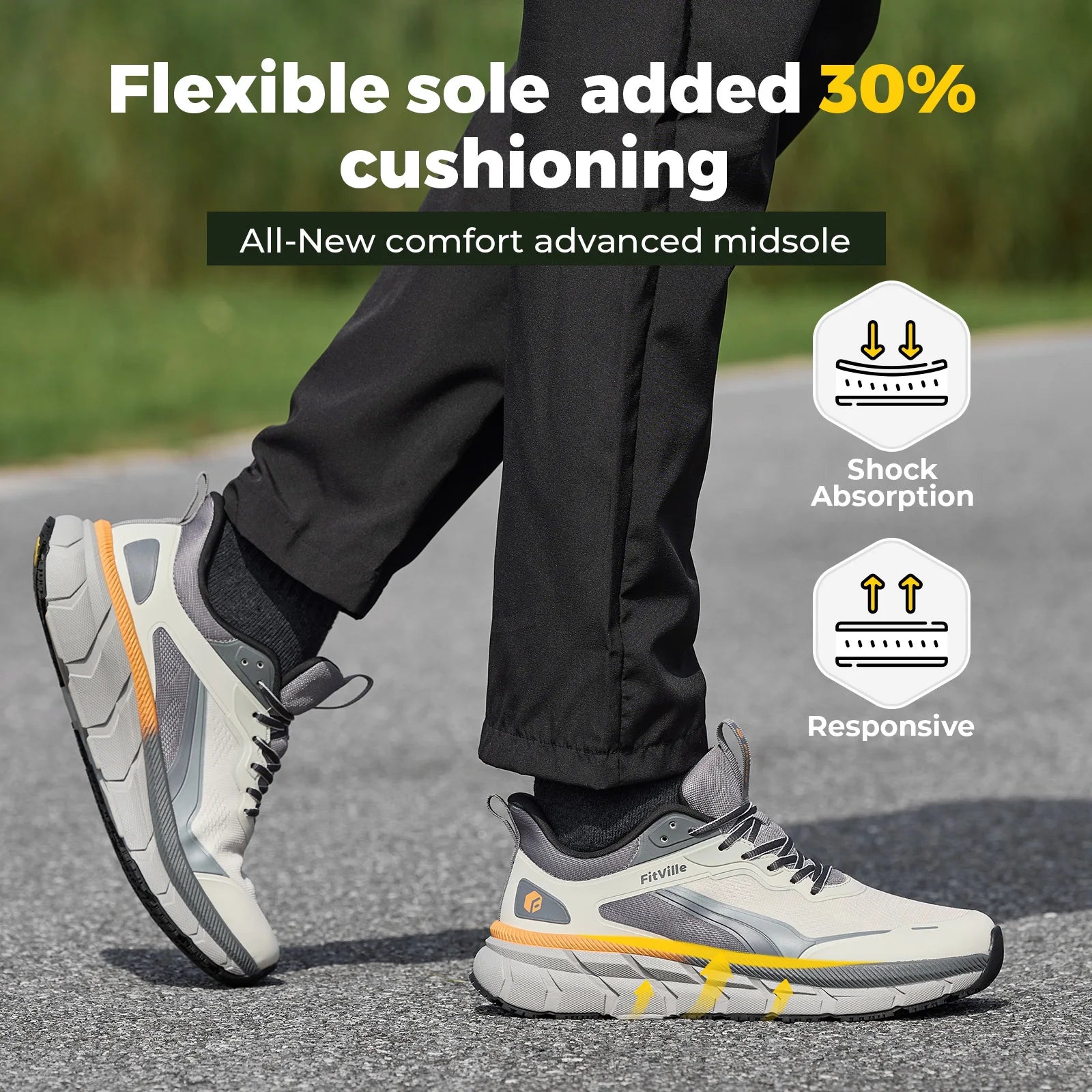 Men's Wide Well-Cushioned And Non-Slip Toe Box Sneakers - Lightweight & Breathable Running Shoes For Swollen feet