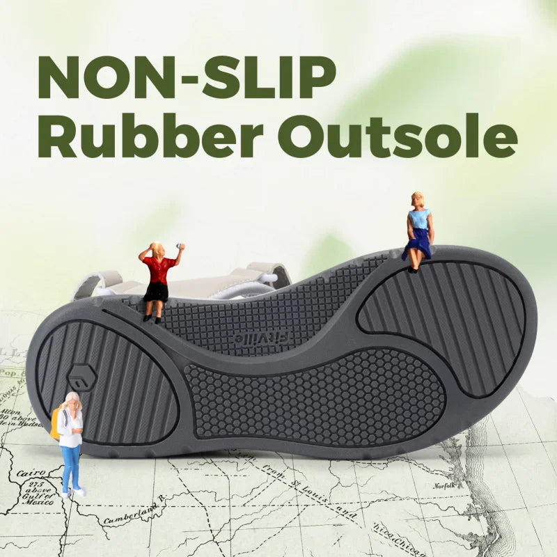 Women's Sandals Summer Beach Flats Adjustable Ankle Strap For Swollen And Flat Feet With Arch Support Open Toe Orthotic