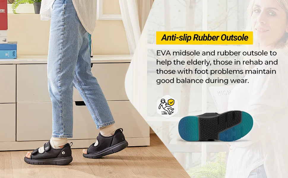 Women's Diabetic Wide Sandals With Arch Support Adjustable Straps Lightweight Casual Ladies Flat Shoes