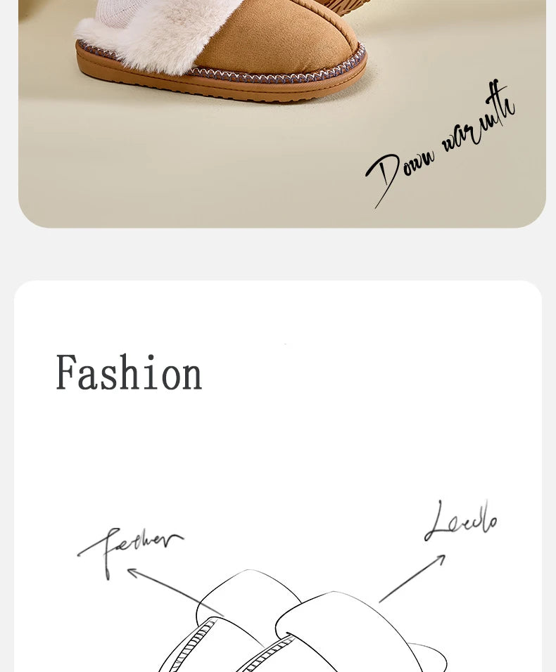 Women's Winter Warm Fur Fluffy Cotton Cosy Slippers With Non-Slip Indoor Plush Bedroom Flat Plush Slides Ladies' Shoes