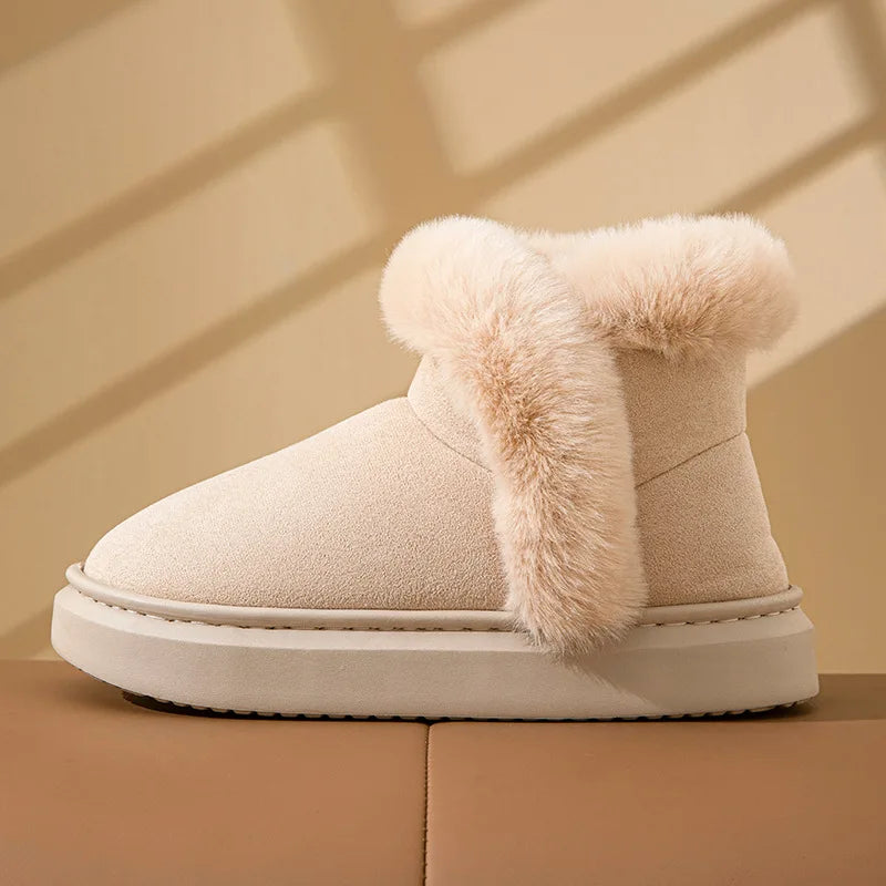 Women's Winter Warm Furry Snow Boots With Soft Plush Cosy Cotton Soft Bottom and Non-Slip Comfort Suitable For Home and Outdoor Use Ladies Shoes