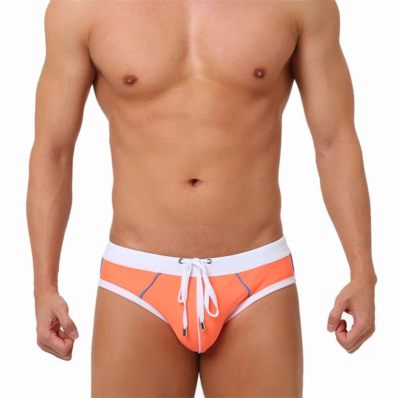 Men’s Printed Swim Briefs – Low Waist Padded Swimsuit for Beach, Pool & Summer Sports
