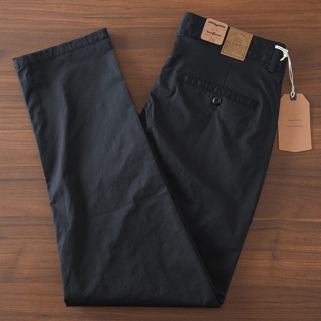 2025 Zomer Nieuwe Amerikaanse Retro Dunne Micro-Elastische Casual Broek Heren Eenvoudige 97% Katoenen Slim CHINO Business Rechte Broek