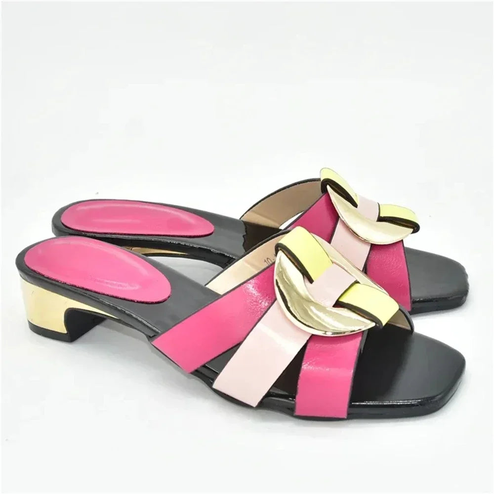 Elegant Women Shoes for Party Wedding Open Toe Pumps Ladies Dress Shoes Decorated with Rhinestone Floral Print African Pumps