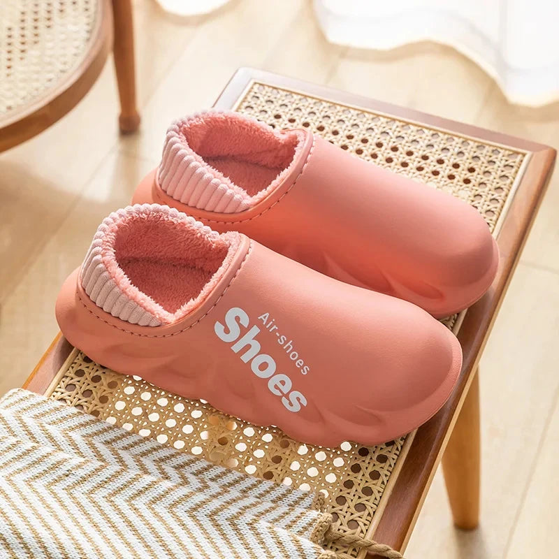 Unisex Winter Plush Sport Slippers Outdoor Waterproof Home Warm Fuzzy Slippers Suitable As Garden Shoes For Men & Women