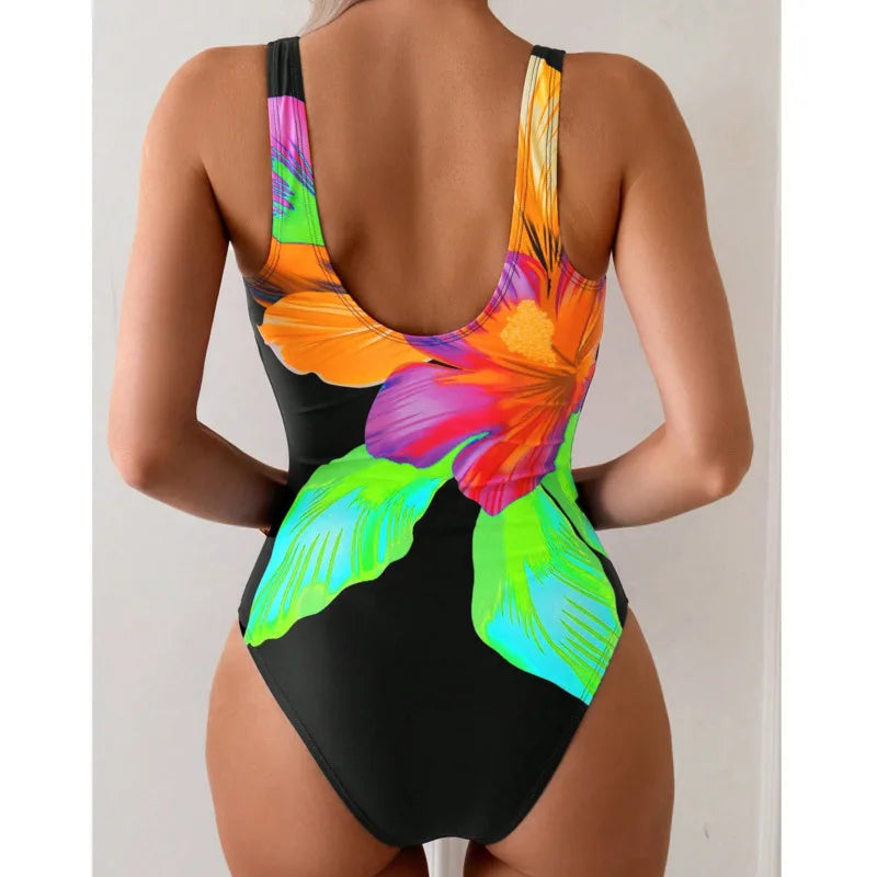 Women’s Printed One-Piece Swimsuit – Push-Up Slim Fit Swimwear for Beach, Pool & Summer Vacation