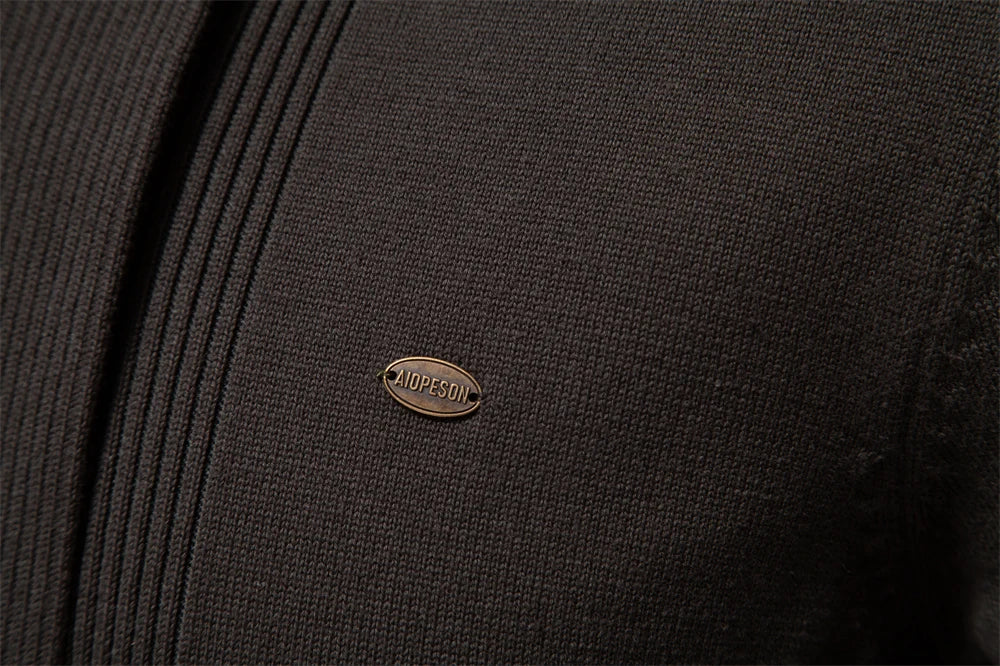 Men's Winter Cotton Cardigan Quality Sweater Fashion Turn Down Collar Knitted Sweaters for Men
