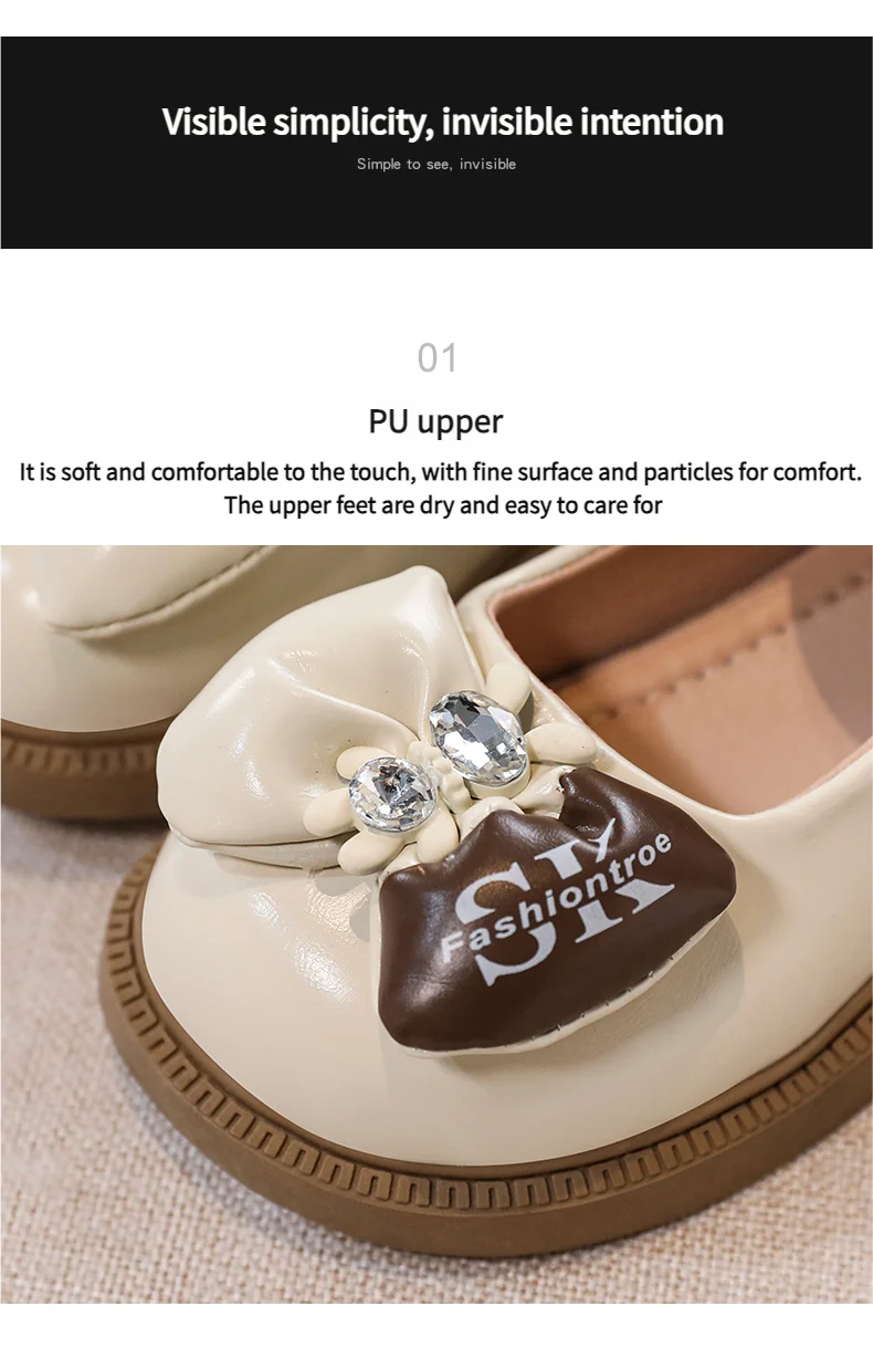 Stijlvolle leren strikschoenen voor meisjes, lente 2025, nieuwe mode, prinsessenschoenen voor bruiloften, kinderen, antislip, zachte zool, Mary Janes