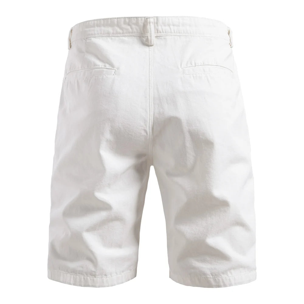 2025 Men's 5-Inch Casual Shorts 100% Cotton Solid Elastic Waist Summer Comfy Beach Business Social Multi Colours
