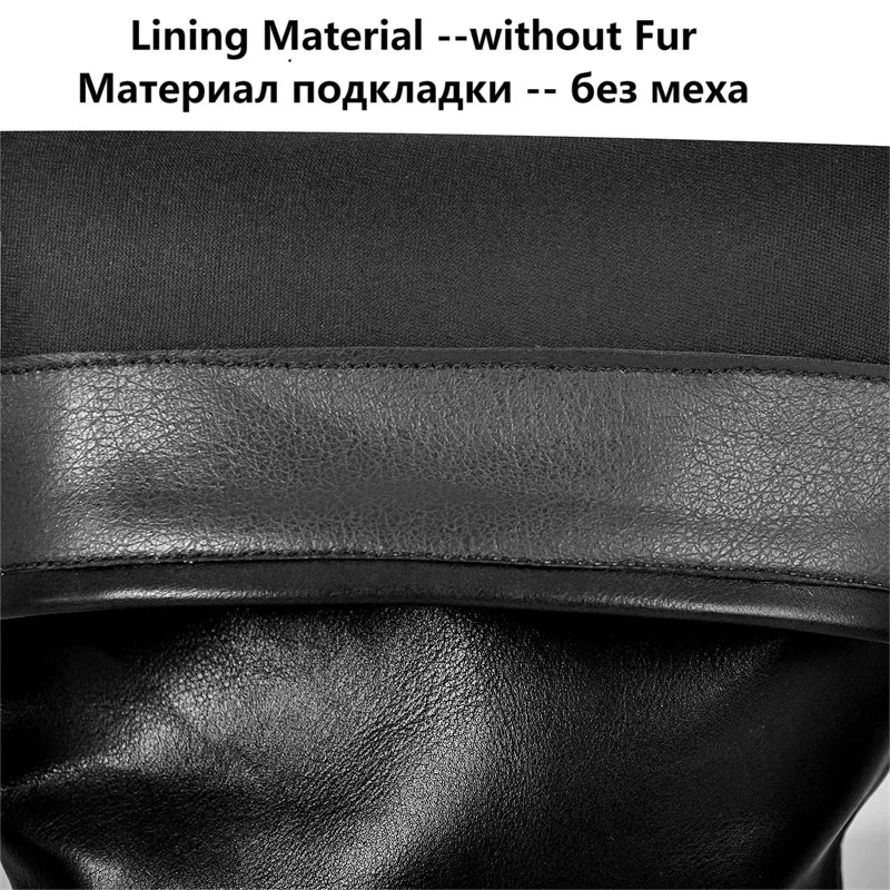 Women Gothic Black Round Toe Knee High Boots Heeled Metal Rivet Buckle Fashion 2023 Autumn Motorcycle Boots