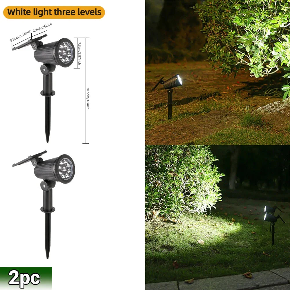 9 LED-zonnespots IP65 waterdicht, RGB-zonne-landschapsverlichting voor buiten, helderheid instelbaar, geschikt voor palmbomen in de tuin