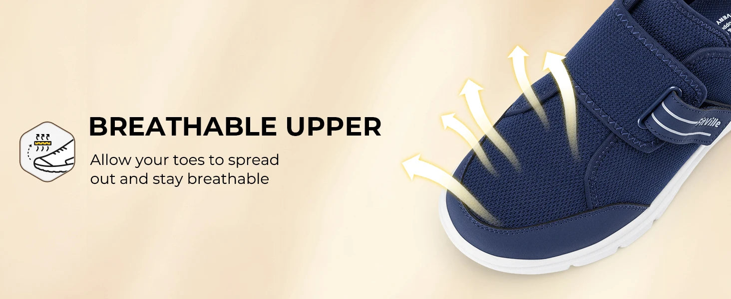 Diabetikerschuhe für Herren, extra breit, mit Klettverschluss, für ältere Menschen, zur Linderung von geschwollenen Füßen und Neuropathie