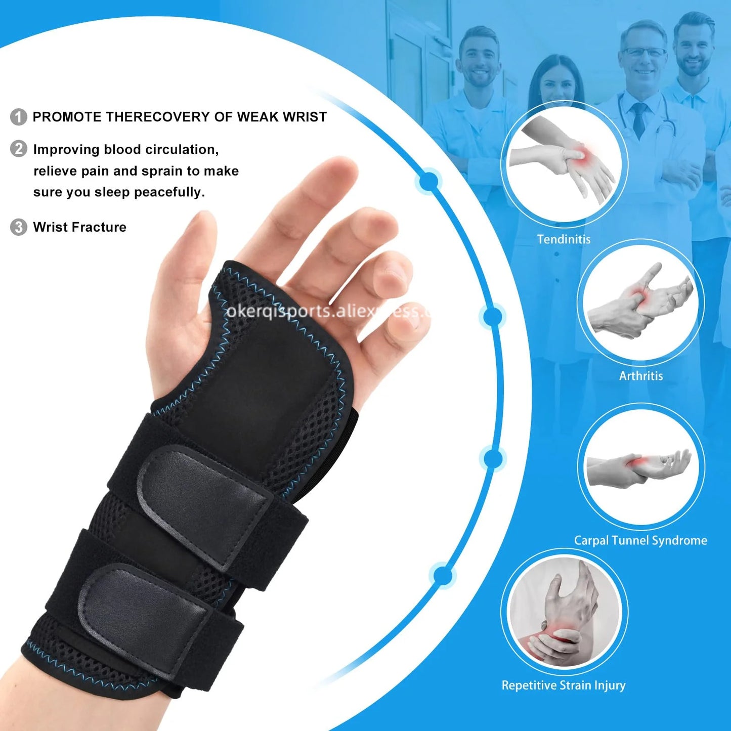 1 stuks verstelbare polsband polsondersteuning polsbrace sport linker- en rechterhand polsondersteuning voor fitness, gewichtheffen en pijnverlichting