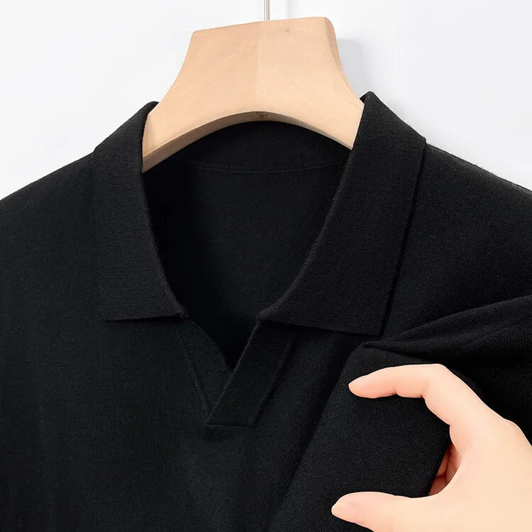 Men's Pullover Sweater With V-Neck, Business Casual Warm Polo, Male High Quality Cashmere Sweater