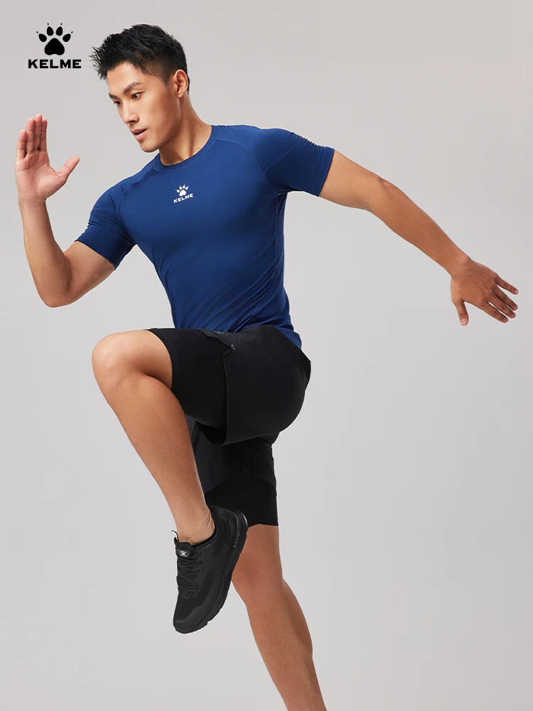 Fitness T-shirt Men's High Elasticity Breathable Tight Clothes Round Neck Basketball Running Training Short Sleeves