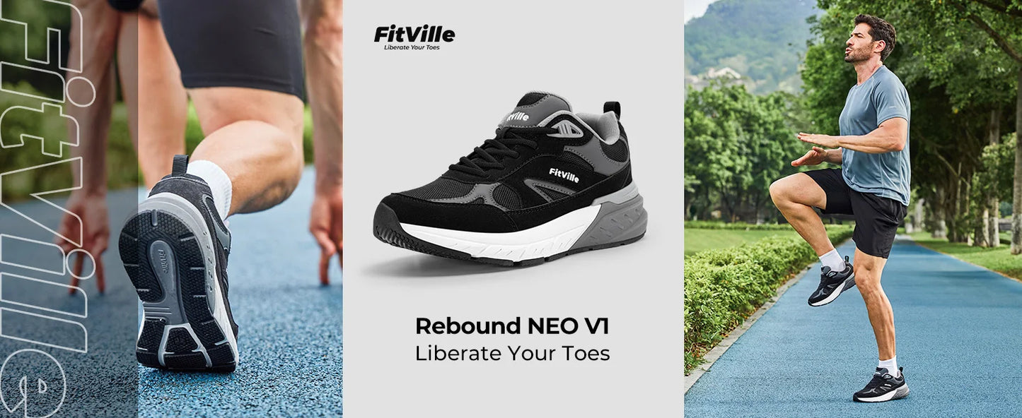 Men's Walking Shoe Wide Width Sneakers with Arch Support For Flat Feet Heel Pain Relief in Plantar Fasciitis