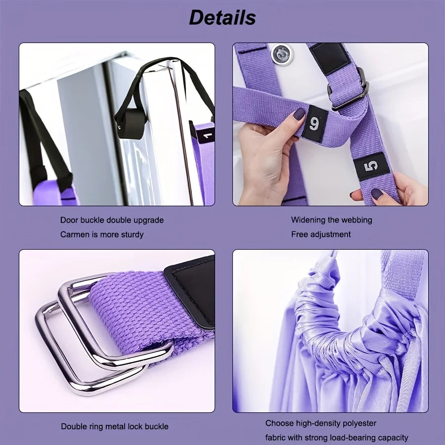 Yoga Strap Stretch Band, Elastic Fitness Rope, and Universal Back & Leg Belt For Home Backbend & Handstand Inversion Training Hammock