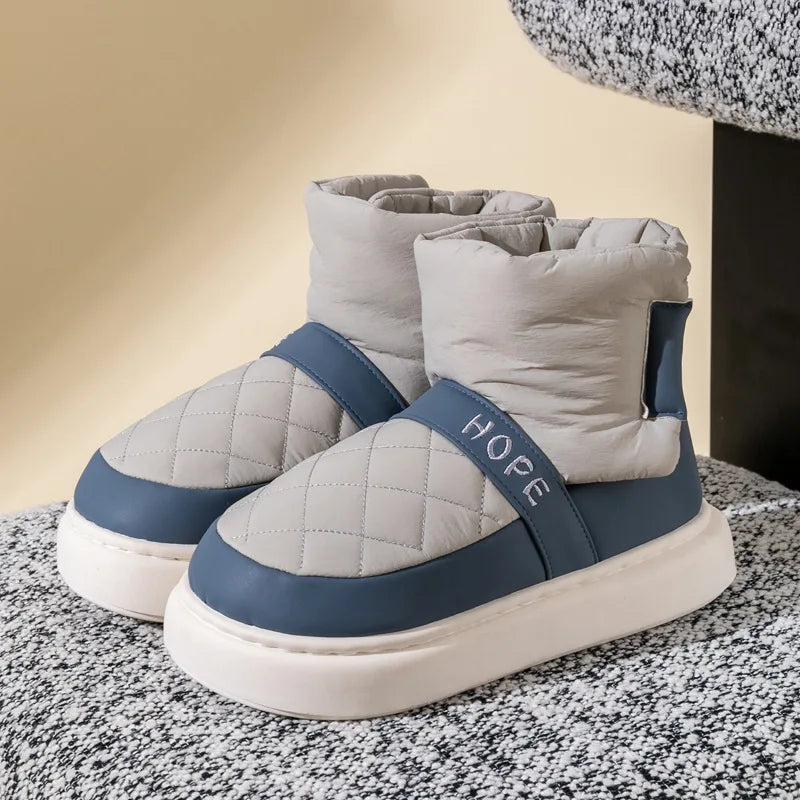 Unisex Snow Boots Ankle Boots PU Leather Winter Shoes Warm Anti-Slip Thick Bottom Shoes For Boys & Girls Size 36-41