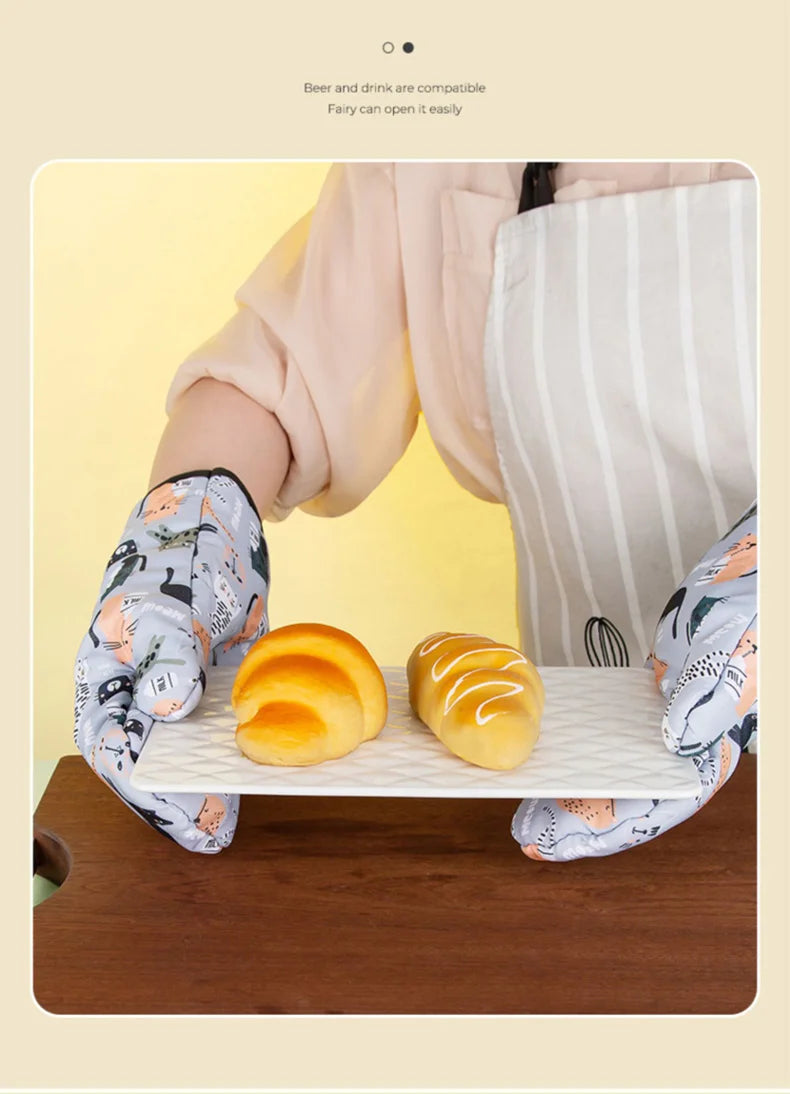 GIANXI Microwave Mitts Gloves  Anti-scald  Heat Resistant Insulation Non-slip Kitchen Tools Oven Mitts Baking Accessories