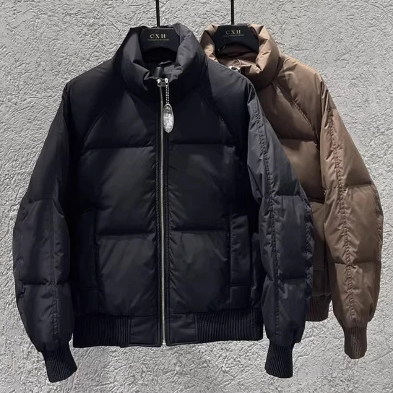Men's Loose and Casual Thickened Down Jacket With Stand-Up Collar, Suitable For Daily Commuting, Autumn, Winter, and Leisure