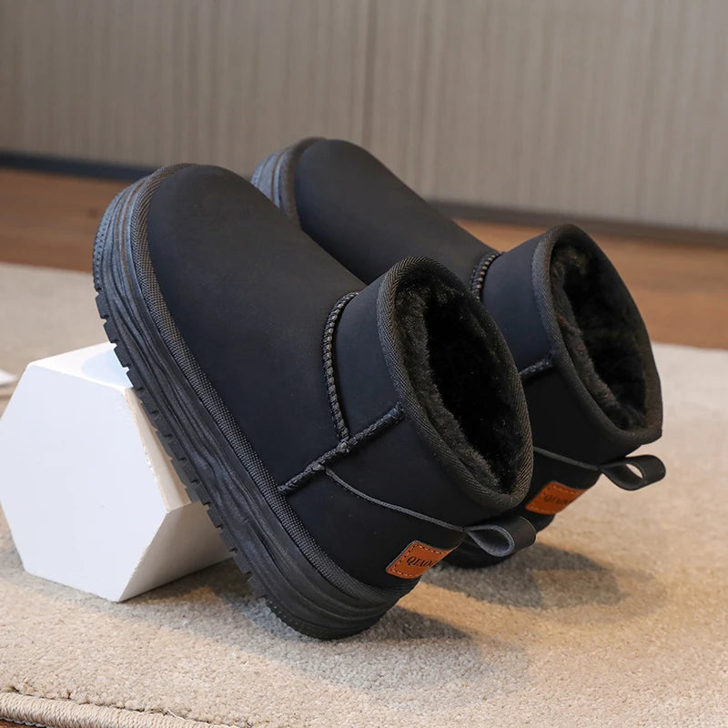 Kindersneeuwlaarzen met antislipbont en dikke zool voor meisjes, casual sportschoenen, damesmode, bruine enkellaarsjes, waterdicht en warm