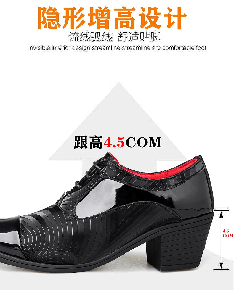 Height Increasing Men Dress Formal Business Shoes Luxury Italy Gentleman Party Evening Oxfords High Heel Youth Wedding Shoes