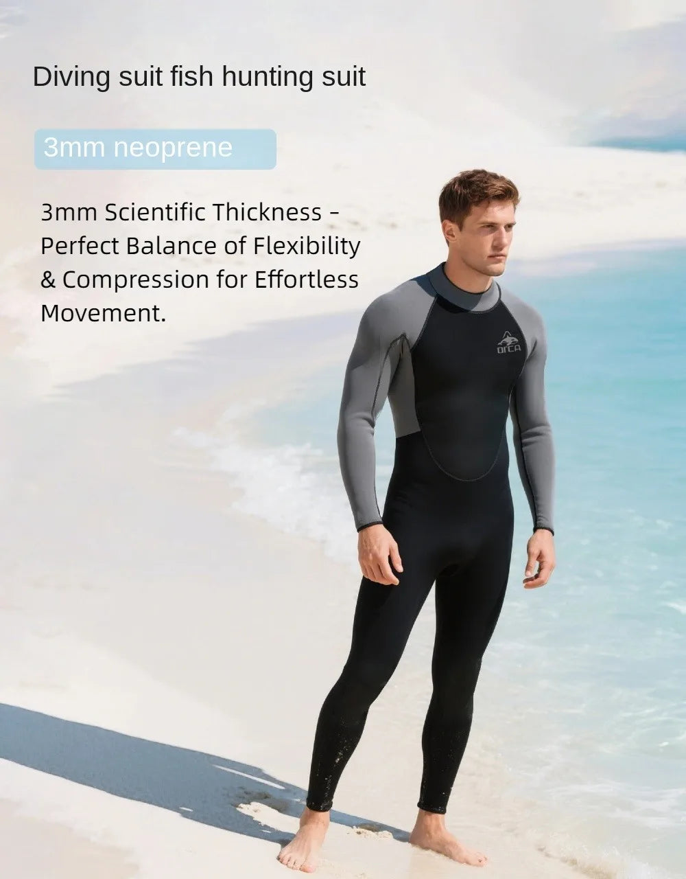 Men’s 3MM Neoprene Wetsuit – Full Body Diving & Surfing Suit for Swimming, Cold Water Sports & Thermal Protection