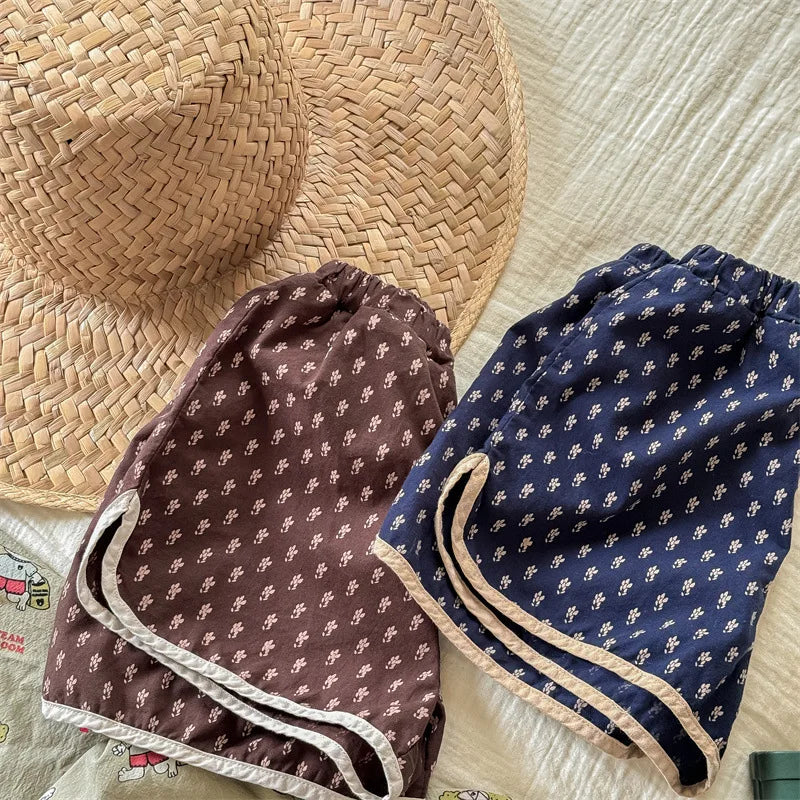 2025 Summer New Baby Girls Cute Floral Shorts Children Loose Cotton Shorts Versatile Kids Print Casual Shorts Toddler Clothes 4-6Y Unisex