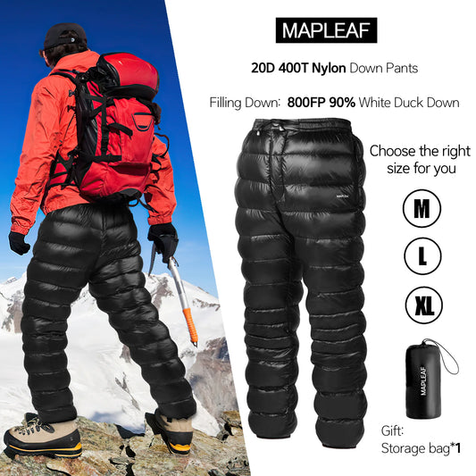 Down Pants Ultralight Warm 800FP Winter Snow Pants With Zipper Pockets Windproof Waterproof Camping Home Unisex
