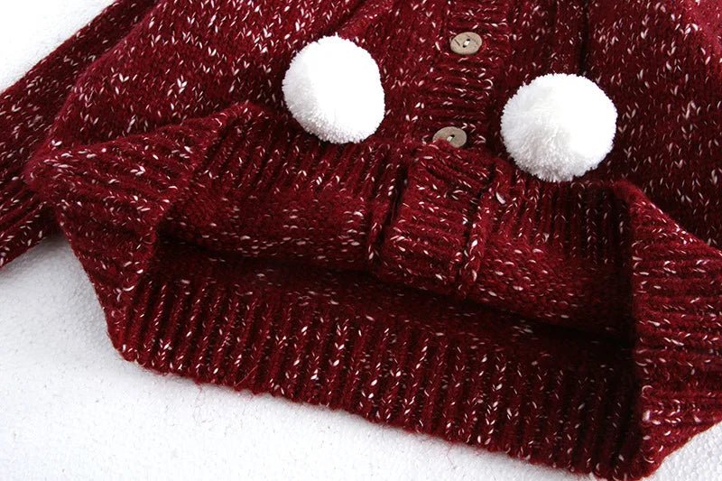 New Year Fashion Knitwear Children's Sweater Boys Loose Cardigans Coat Autumn Winter Girls Knitted Retro Outwear For Kids 0-5Y Unisex