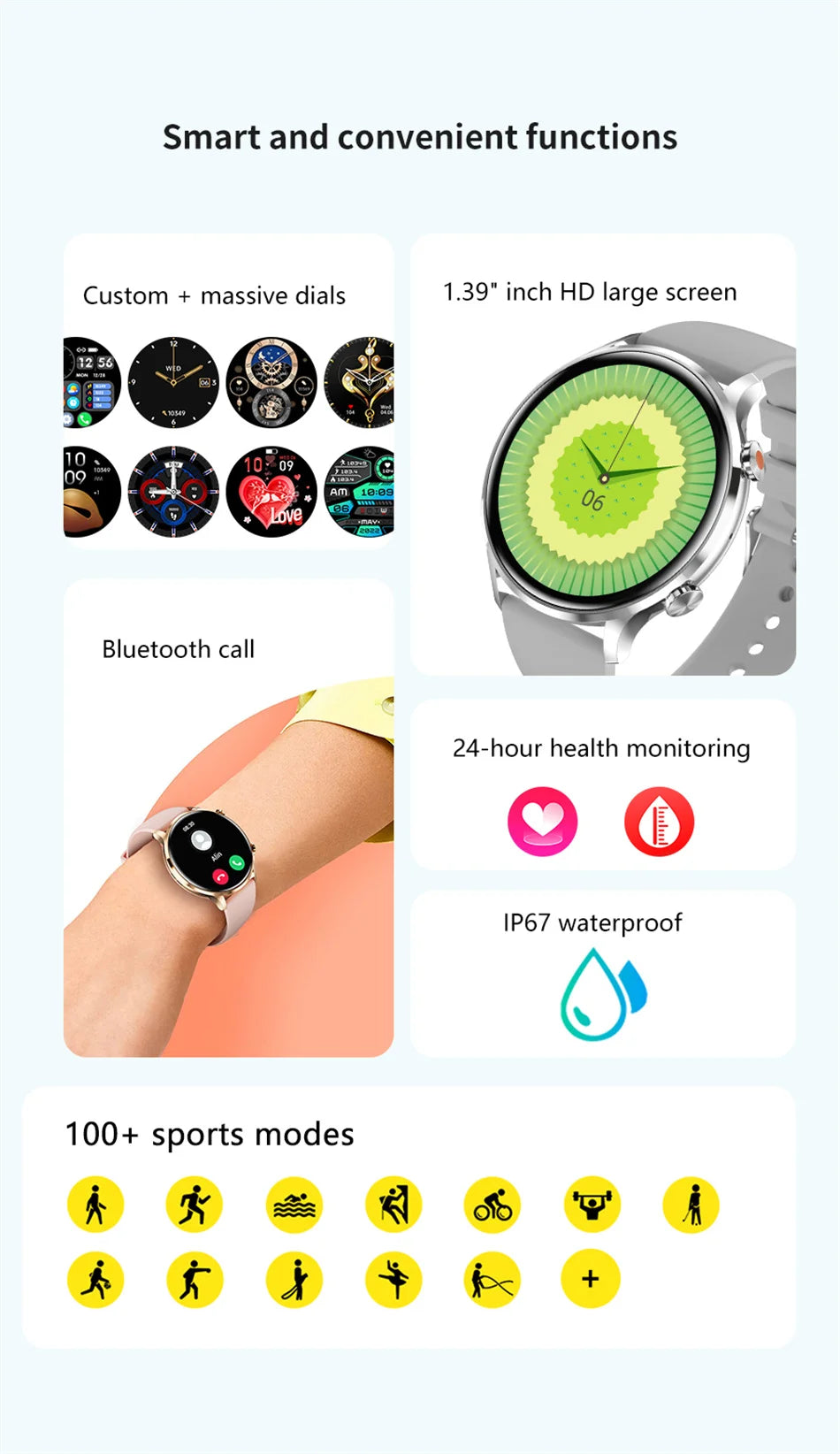2025 New Smartwatch Women AMOLED HD Screen Always On Display Bluetooth Call IP68 Waterproof GPS Smart Men Watch - Compatible with Android IOS