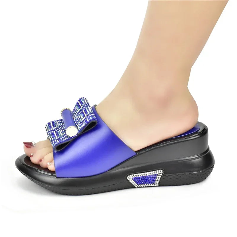 Patent Leather Rhinestone Wedding Shoes Bride Shoes for Women 2025 Designer Luxury Wedges Shoes for Women Platform Pumps