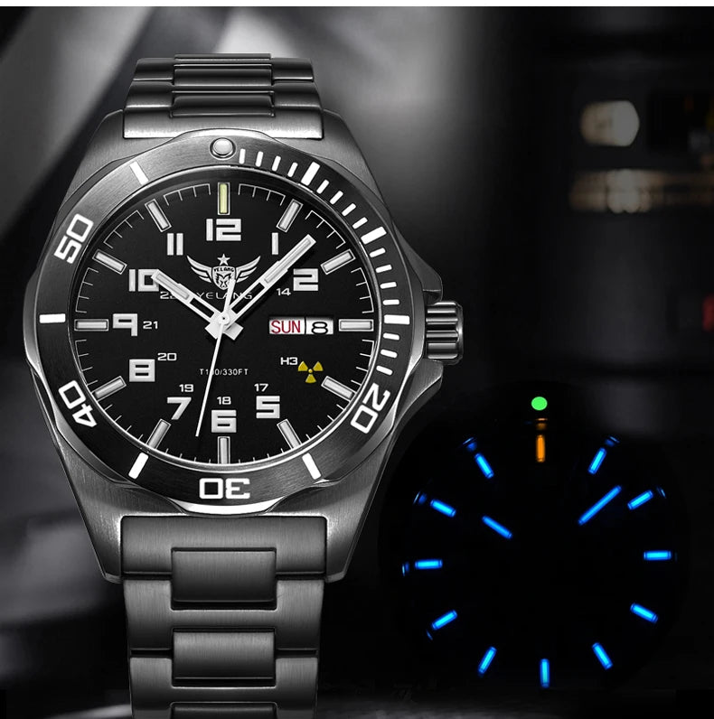 YELANG Watch Men's 44MM Mechanical Wristwatches Luxury Sapphire Glass AR Coated Automatic Watches 10BAR Waterproof Watch For Men