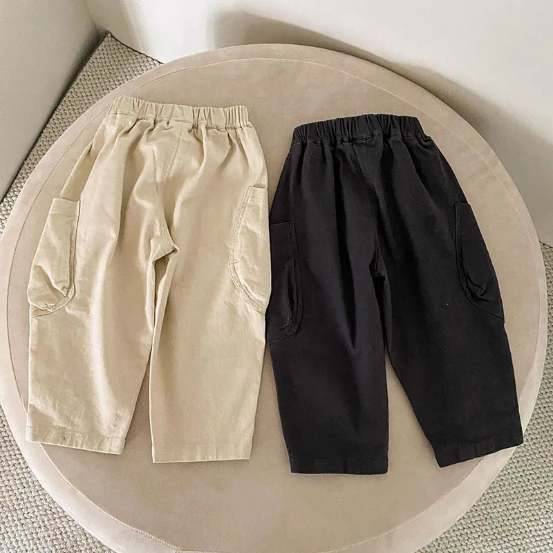 Spring Baby Children's Pants Loose Solid Colour Boys Pants Casual Girls Trousers Kid's Outdoor Pants 1-8Y Unisex