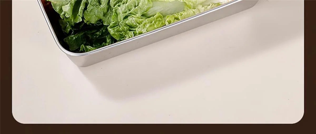 201 Stainless Steel Airtight Dumpling Storage Container with Lid - FoodGrade FreezerSafe Box for Meal Prep & Fridge Organization