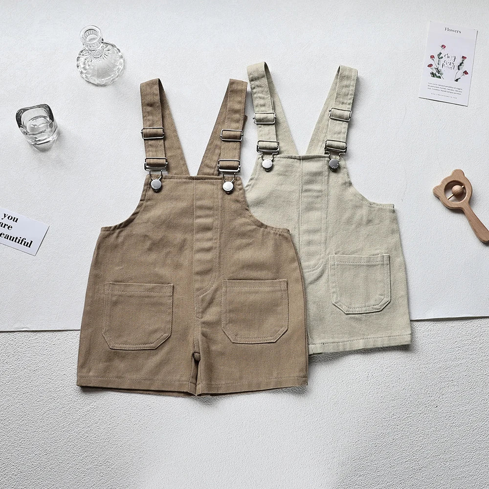 Herfst Nieuwe Effen Kinder Overall Denim Meisjes Jumpsuits Slip Jongens Jarretelbroek Outfits 1-5 Jaar Unisex
