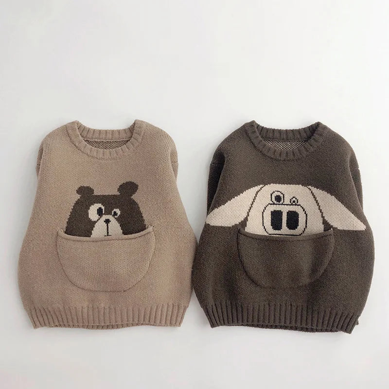 Kids Baby Clothes Sweaters Pullover Cartoon Boys Girls Knitwear Korean Style Children Infant Pullover Outwear 1-6Y Unisex