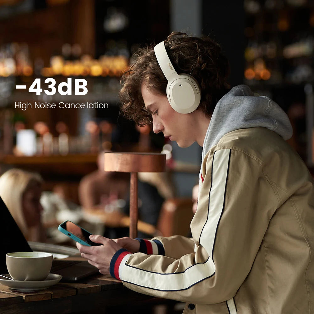 Edifier W820NB Plus Wireless Noise Cancelling Headphones 43dB ANC Hi-Res LDAC Codec 49hrs Playtime Over-Ear Bluetooth Headset