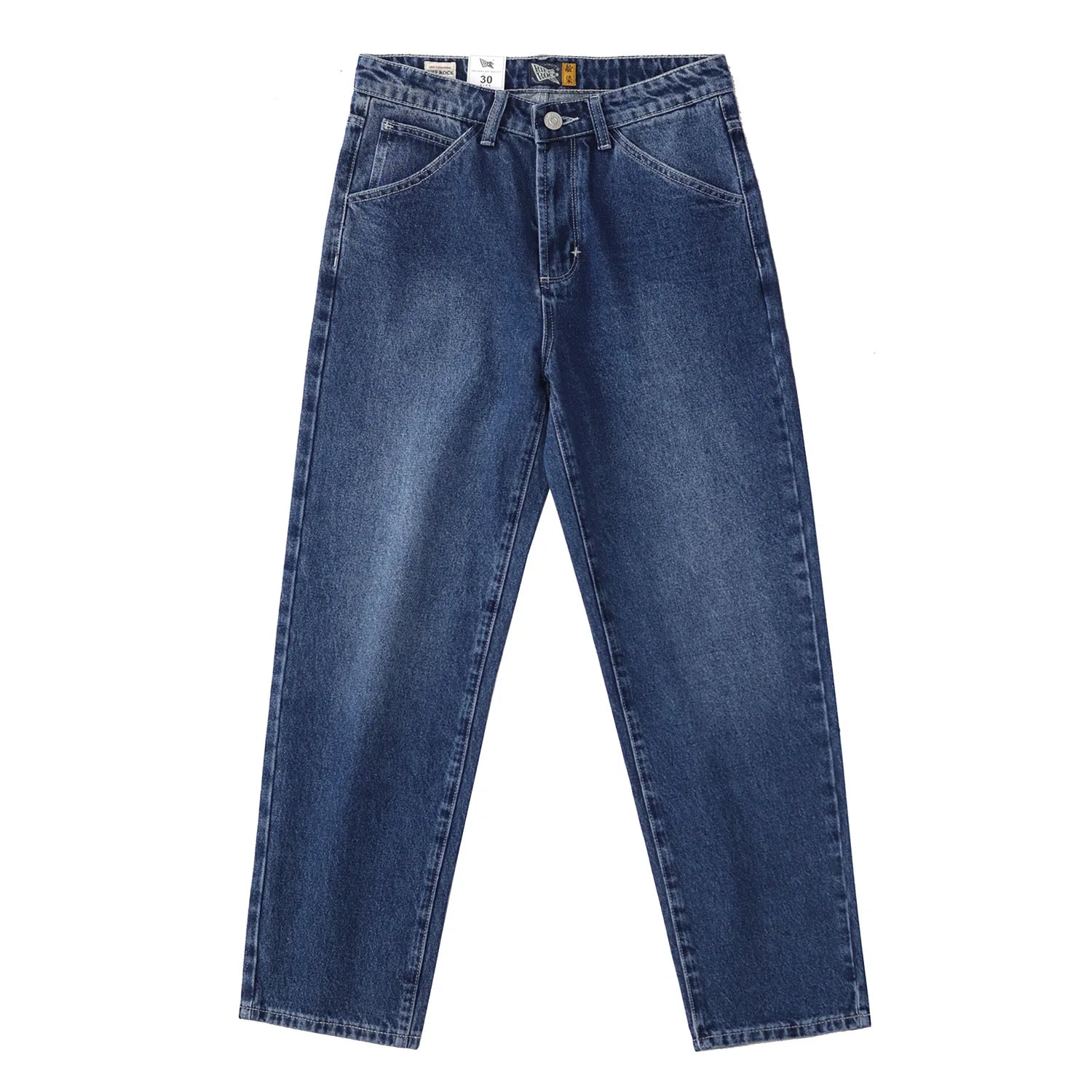 2025 Lente Nieuwe Amerikaanse Retro Primaire Kleur Denim Jeans Heren Eenvoudige 90% Katoen Gewassen Oude Casual Losse Rechte Wijde Broek